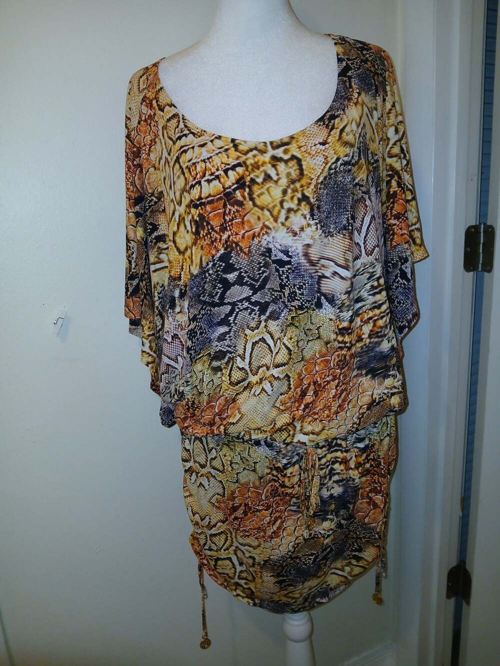 Luli Fama Snake Print Dolman Sleeve Cover Up Dress